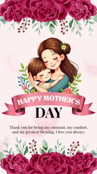 Pink Floral Happy Mother's Day Wish Instagram Story Instagram-Story template