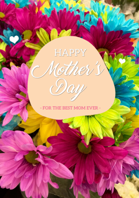 Pink Floral Happy Mother's Day A4 template