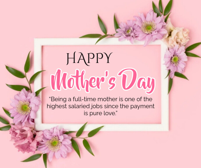 Pink Floral Happy Mother's Day Celebration Wishes  Medium Rectangle Średni prostokąt template