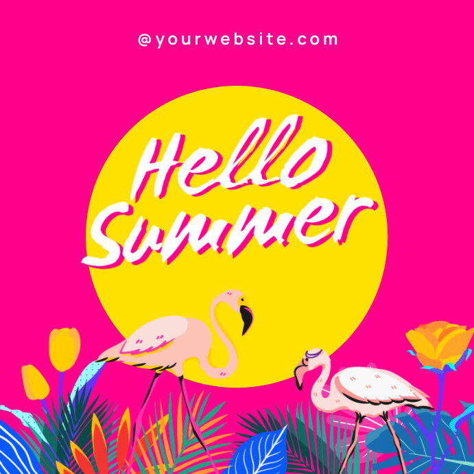 Pink Floral Hello Summer Pos Instagram Templat | PosterMyWall