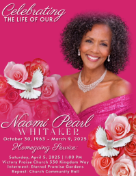 Pink Floral Homegoing Service Flyer Løbeseddel (US Letter) template