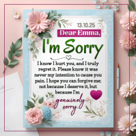 Pink Floral I'm Sorry Message  Square (1:1) template
