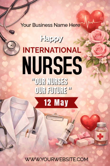 Pink floral international nurses day pinterest graphic-Vorlage ...