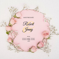 Pink Floral Invitations Square (1:1) template