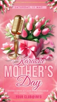 Pink Floral Karaoke Mother's Day Digital Display (9:16) template