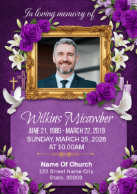 Pink Memorial Service A4 Template