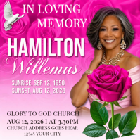 Pink Floral Memorial Service Instagram Post Iphosti le-Instagram template