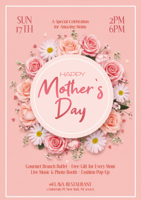 Pink Floral Mother's Day A5 template