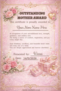 Pink Floral Mother's Day Award Poster template