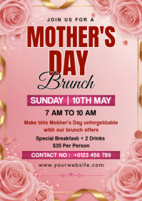 Pink Floral Mother's Day Brunch A4 template