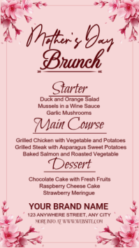 Pink Floral Mother's Day Brunch Menu  | Mother's Day Event Instagram Story template