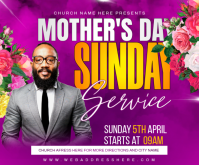 Pink Floral Mother's Day Church Service Medium Rectangle template