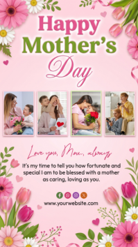 Pink Floral Mother's Day Instagram Story template