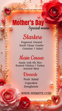 Pink Floral Mother's Day Special Menu Instagram Story template