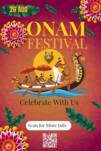 Pink Floral Onam Festival – A Cultural Celebration Of Unity And Heritage” A Festive Invitation To Ho Poster template