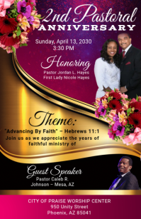 Pink Floral Pastoral Anniversary Celebration Tabloid template