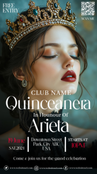 Pink Floral Quinceanera Instagram Story, flor template