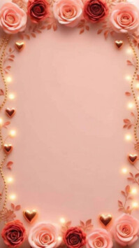 Pink Floral Romantic Pearl Rose Frame  Instagram Story template