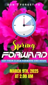 Pink Floral Spring Forward Tampilan Digital (9:16) template