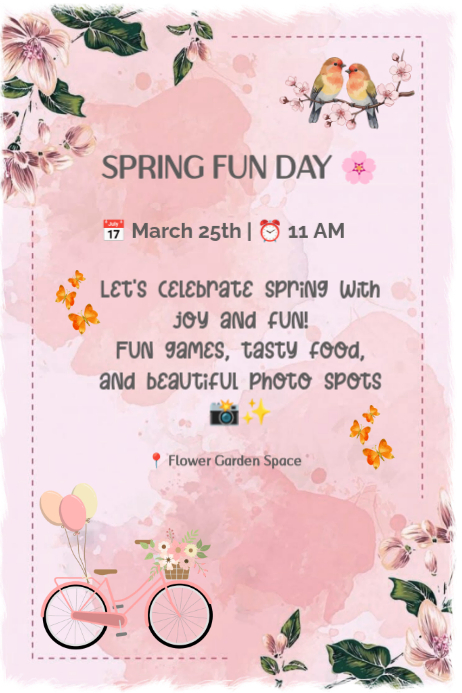 Pink Floral Spring Fun Day Poster Template | PosterMyWall