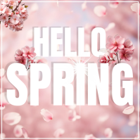 Pink Floral Spring Greeting Instagram Post Iphosti le-Instagram template