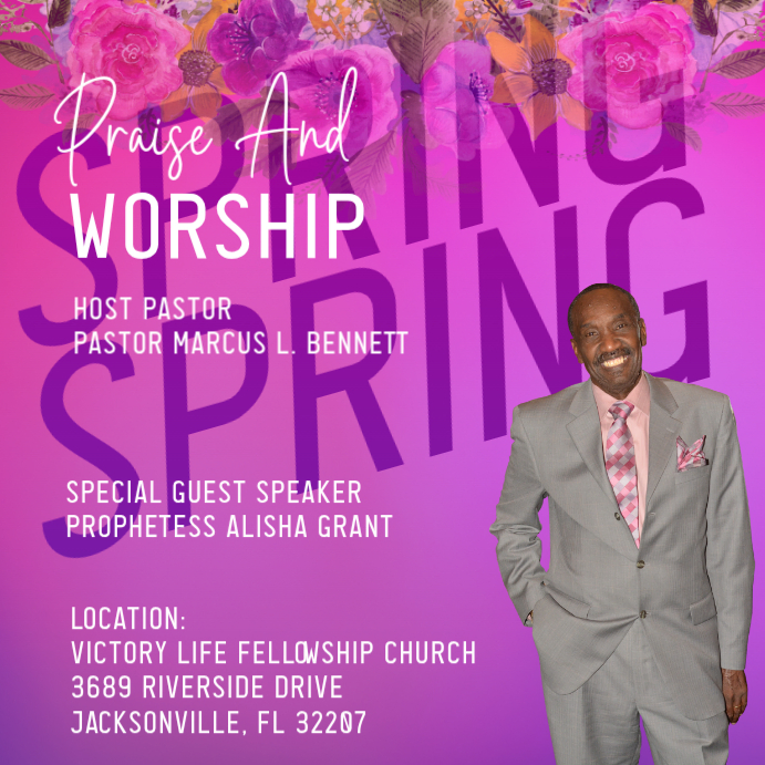Pink Floral Spring Praise and Worship Event Instagram Post Template ...