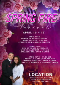 Pink Floral Spring Revival Event A4 template