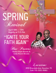 Pink Floral Spring Revival Event Flyer template