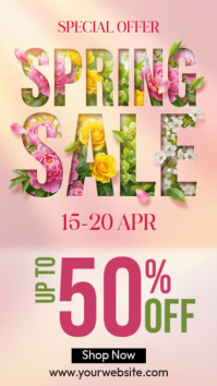 Pink Floral Spring Sale Instagram Story template