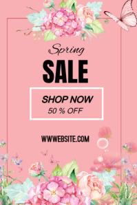 Pink Floral Spring Sale Poster Plakat template
