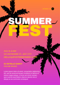 Pink Floral Summer Fest A2 template