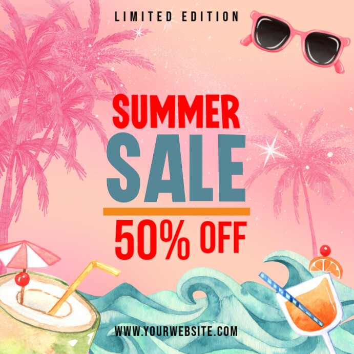 Pink Floral Summer Sale Pos Instagram template