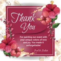 Pink Floral Thank You Card Square (1:1) template
