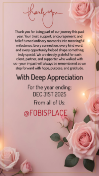 Pink Floral Thank You Note Instagram Story template