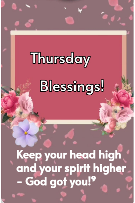Pink Floral Thursday Blessing Greetings Poster Template | PosterMyWall