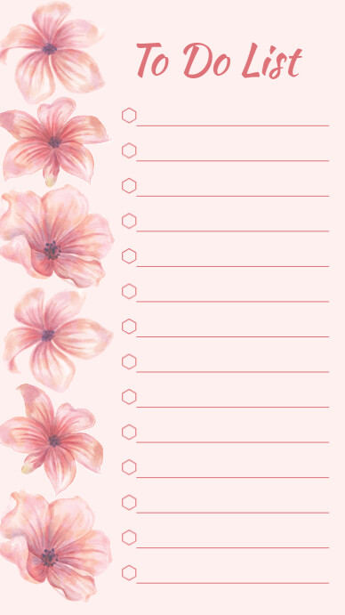 Pink Floral To Do List Digital Display (9:16) template