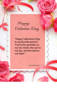 Pink Floral Valentine Day Card Designs  Tabloid template