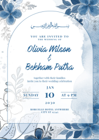 Pink Floral Wedding Invitation A4 template