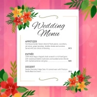 Pink Floral Wedding Menu Square Video template