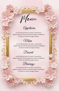 白色 Wedding Menu Wide Setengah Halaman Template