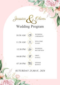 Floral Wedding Program template | PosterMyWall