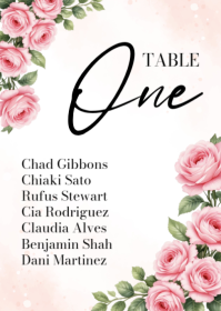 White Wedding Table Seating A6 Template