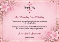 Pink Floral Wedding Thank You Card A6 template