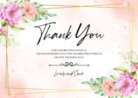 Pink Floral Wedding Thank You Postcard Postal template