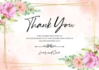 Pink Floral Wedding Thank You Postcard 明信片 template