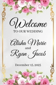 Pink Floral Wedding Welcome Poster template