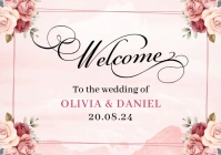 Pink Floral Wedding Welcome Sign A2 template