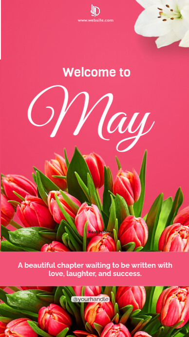 Pink Floral Welcome To May Instagram Story template