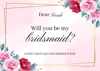 Pink Floral Will You Be My Bridesmaid Postcard Открытка template