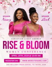 Pink Floral Women's Conference Flyer Volante (Carta US) template